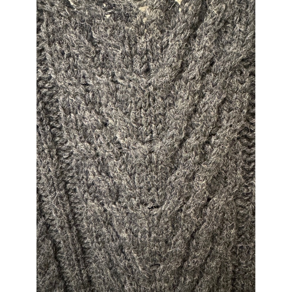 Columba Reid Mens Wool Cable Knit Sweater Charcoal Grey‎ Made in UK Size S - Picture 5 of 6
